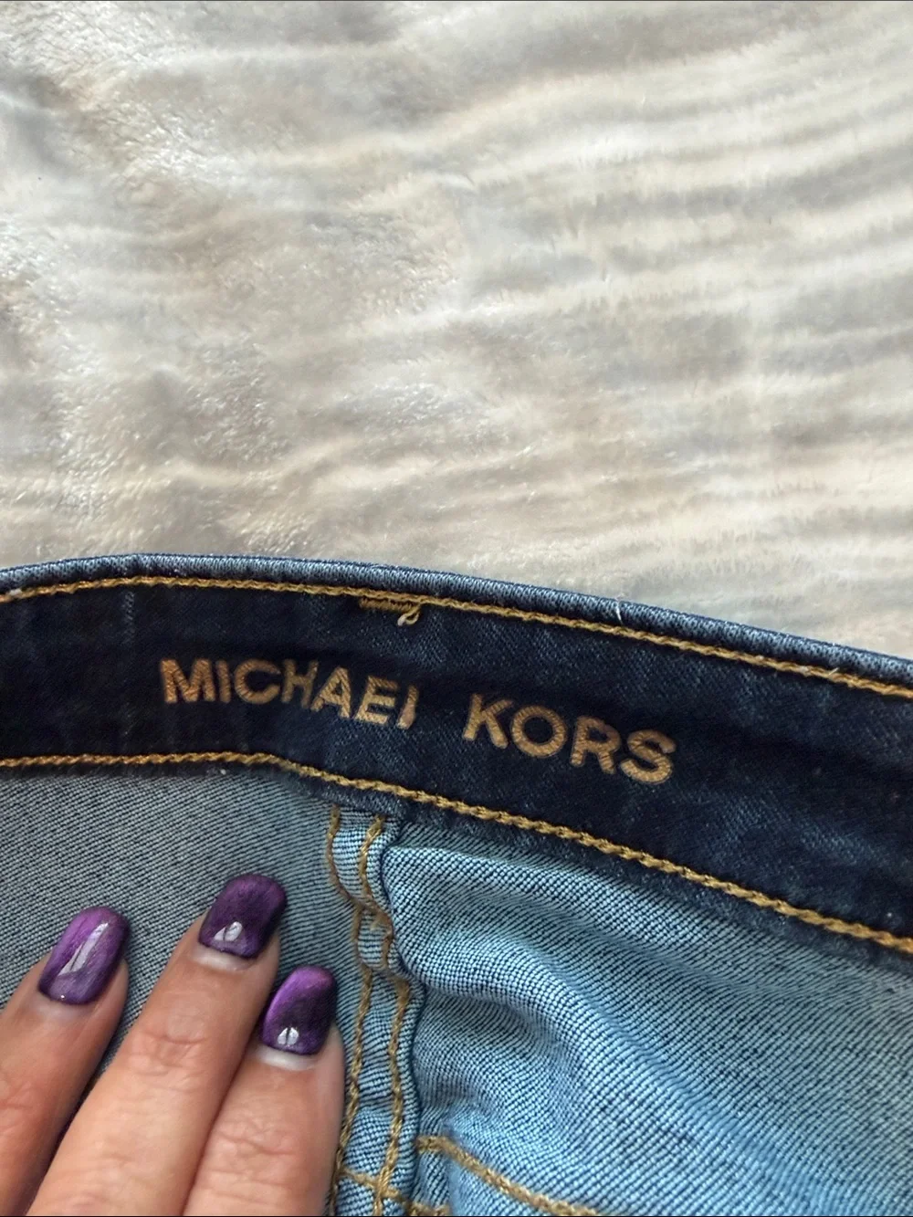Michael Kors Dark Blue Denim Jeans with Gold Stitching